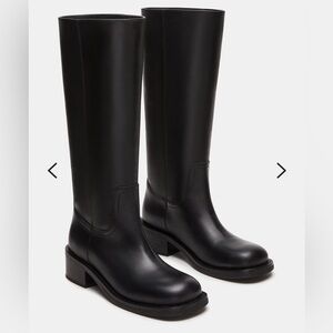 Steve Madden - Riggs Black Leather Knee High Boots